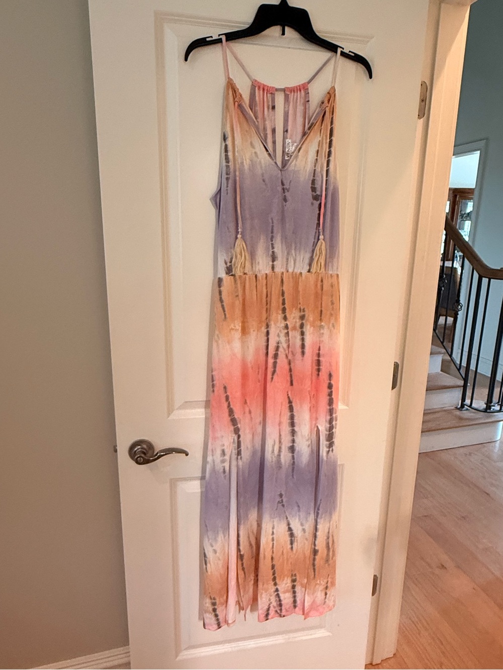 VENUS Pink Lavender Tie-Dye Maxi Dress with Side Slits Size Large - Picture 2 of 3